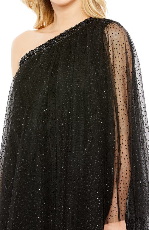 Mac Duggal Rhinestone Detail One-shoulder Cocktail Minidress In Black
