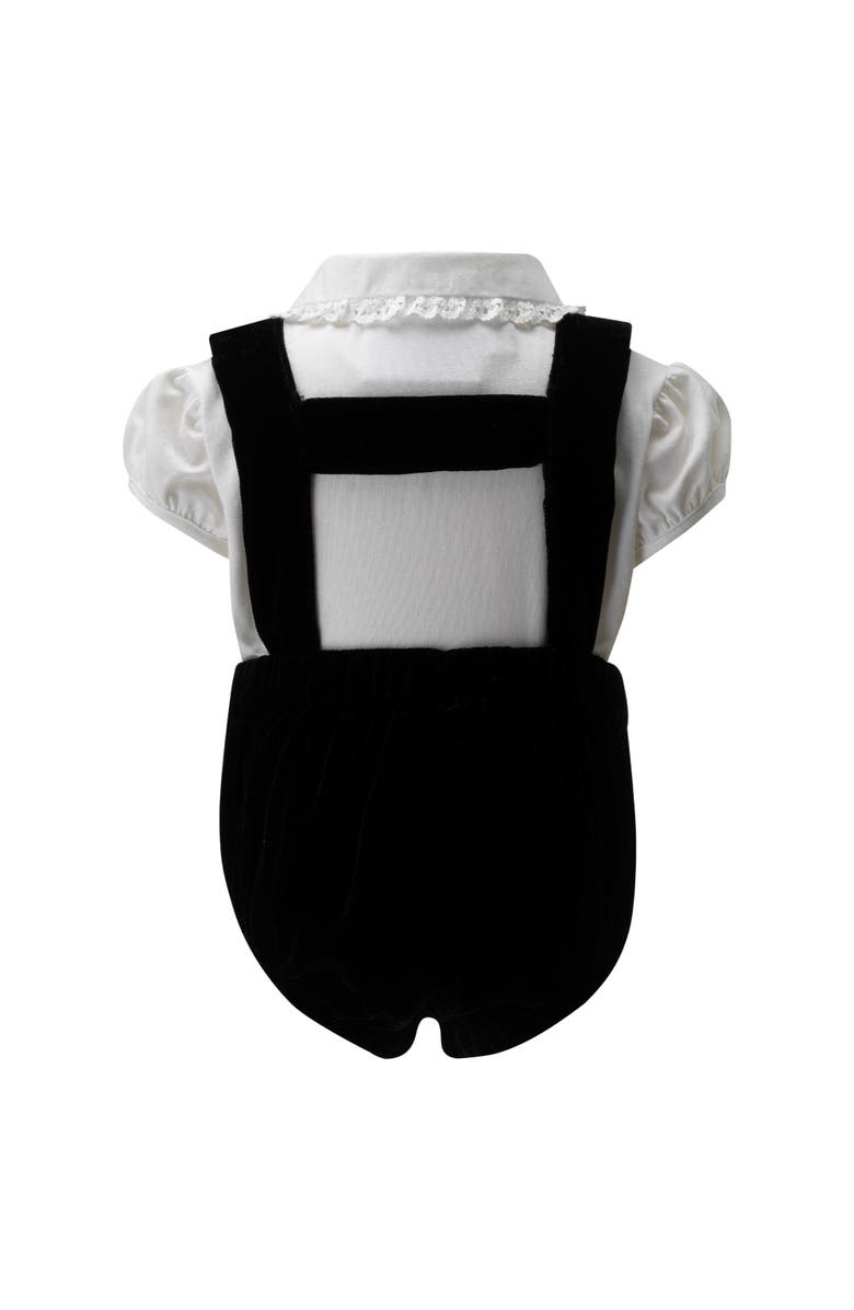 Rachel Riley Eloise Infant Silk Velvet Romper Set, Alternate, color, Black