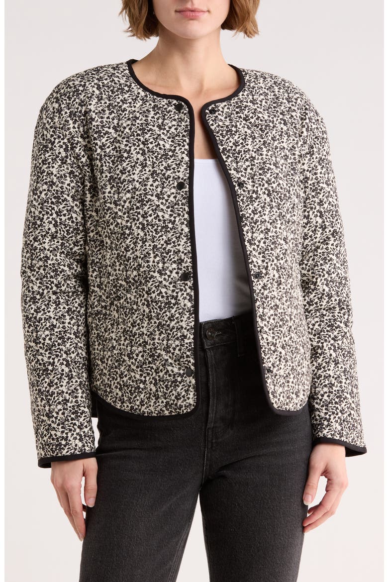 Quilted Jacket, Main, color, IVORY BLACK FRANCES DITSY
