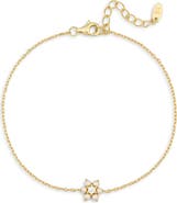 Argento Vivo Sterling Silver CZ & Faux Pearl Flower Charm Bracelet