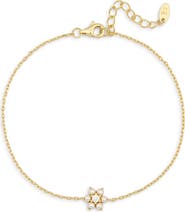 Argento Vivo Sterling Silver CZ & Faux Pearl Flower Charm Bracelet