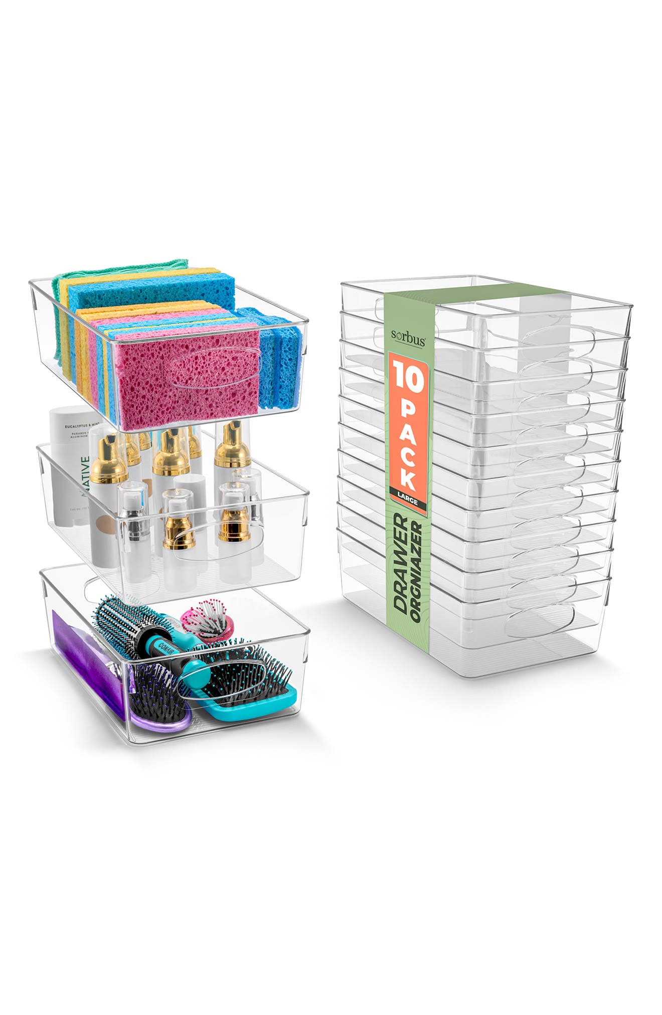 SORBUS 10-Pack Clear Storage Bins