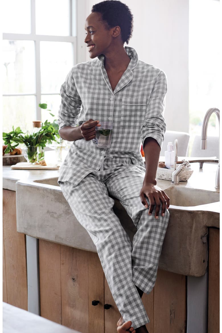 Gingham Check Pajamas, Alternate, color, GREY/ WHITE GINGHAM