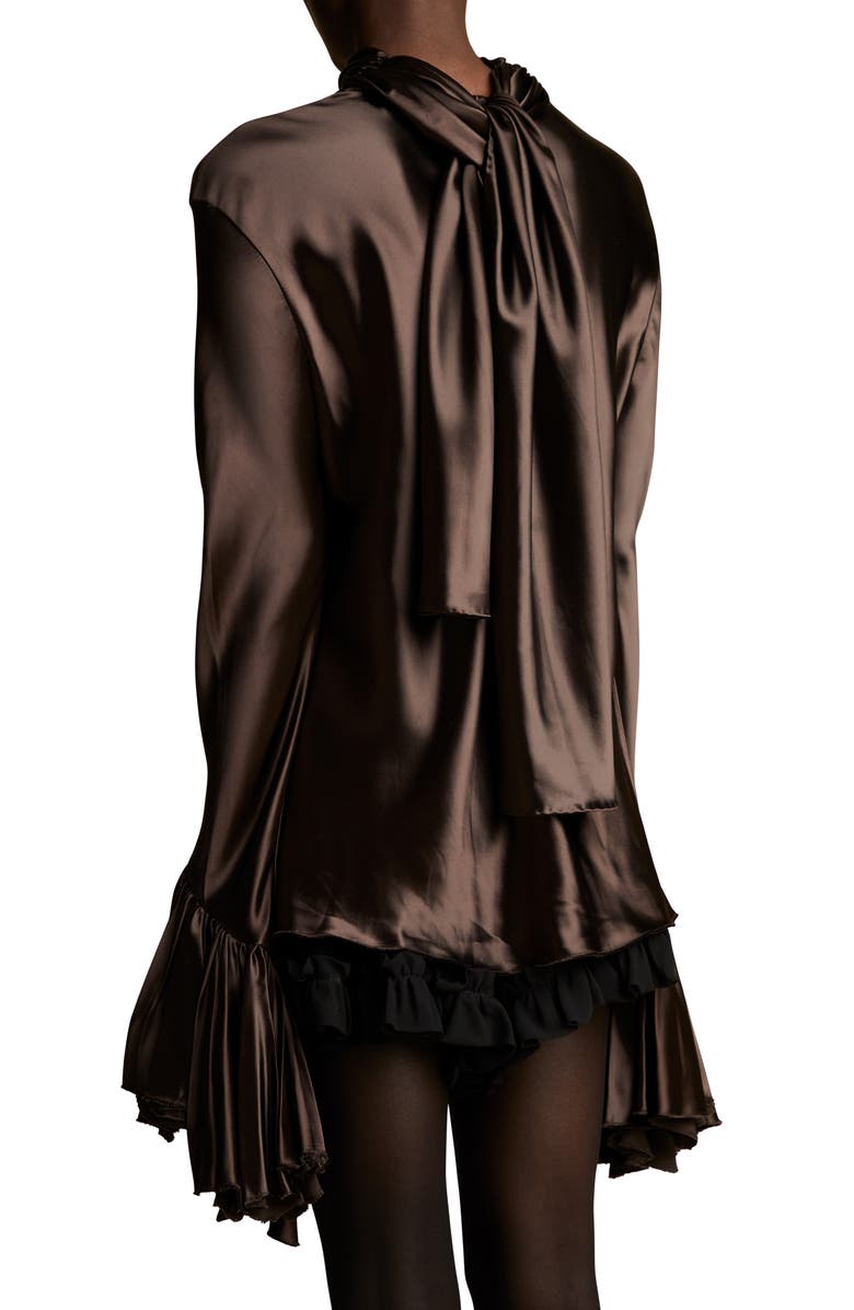 Khaite Amelia Ruffle Cuff Charmeuse Blouse, Alternate, color, 