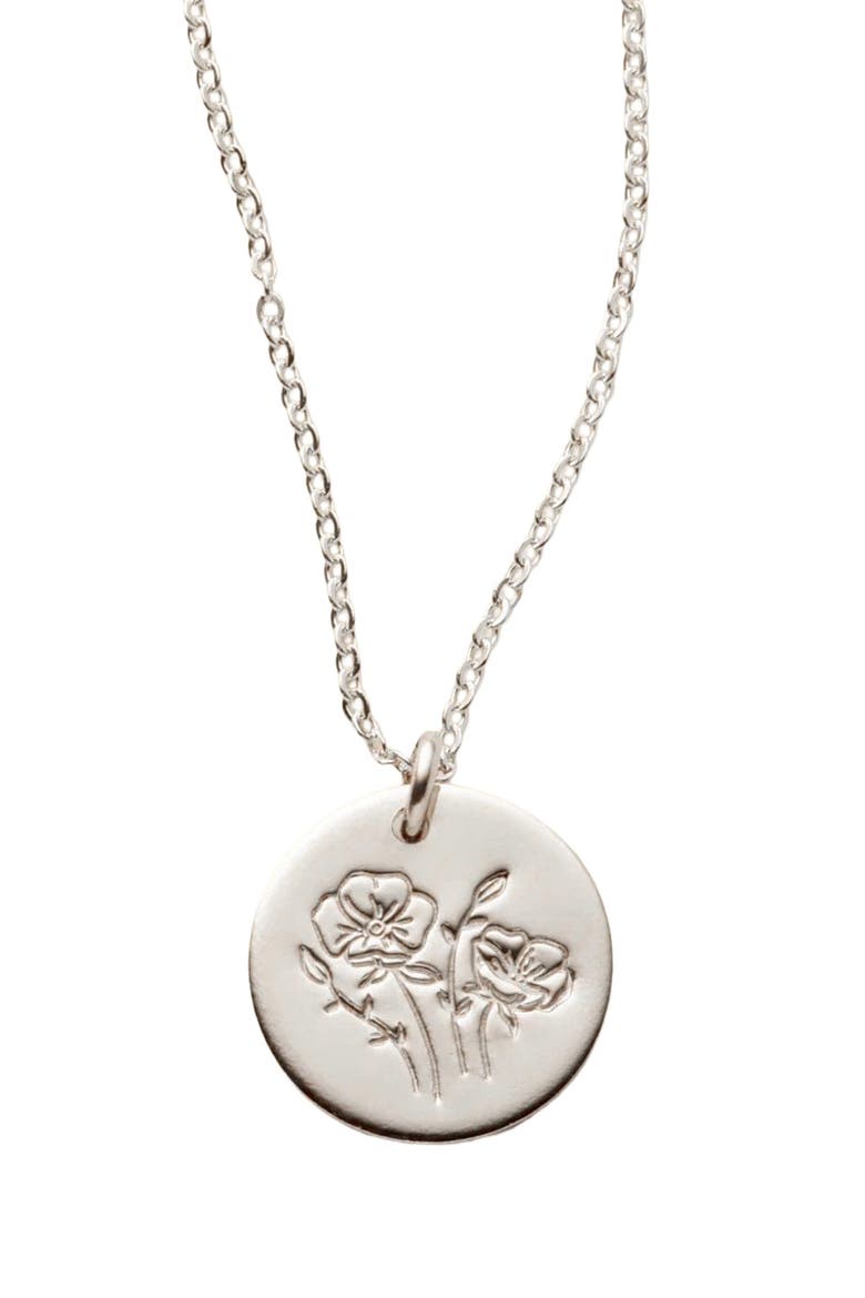 August Birth Flower Necklace, Main, color, Silver