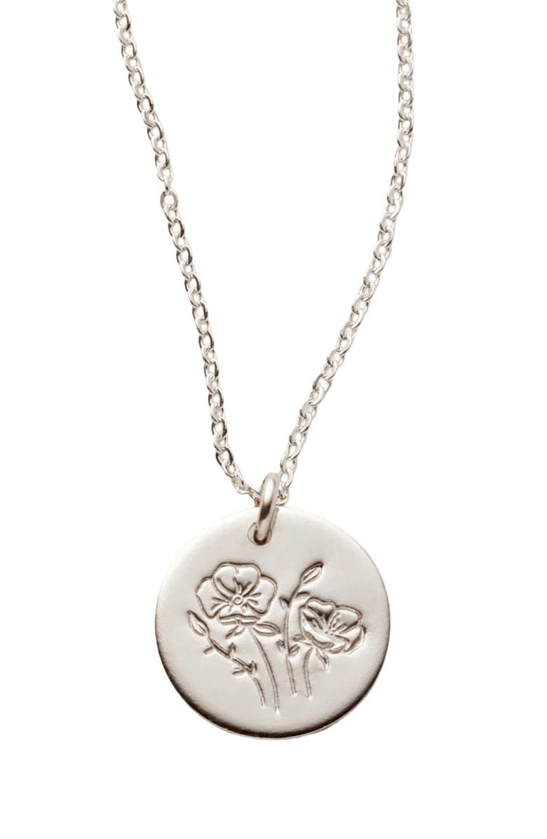 MADE BY MARY August Birth Flower Necklace, Main, color, Silver