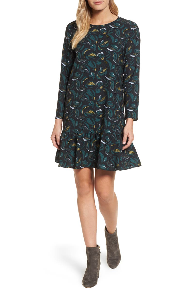 Halogen<sup>®</sup> Button Back Ruffle Hem Dress, Main, color,