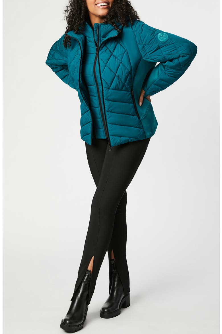 Quilted Neoprene Puffer Jacket with Removable Bib, Alternate, color, POSEIDON