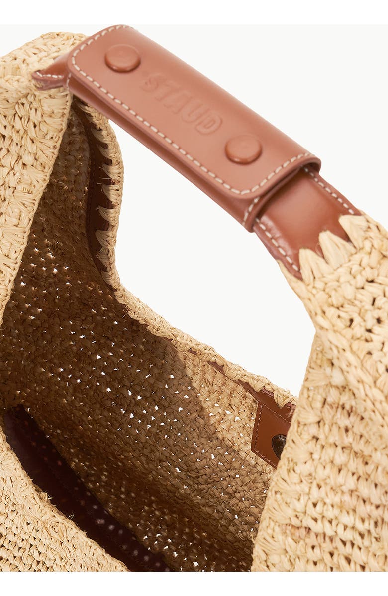 STAUD Large Raffia Moon Shoulder Bag, Alternate, color, Natural/Tan