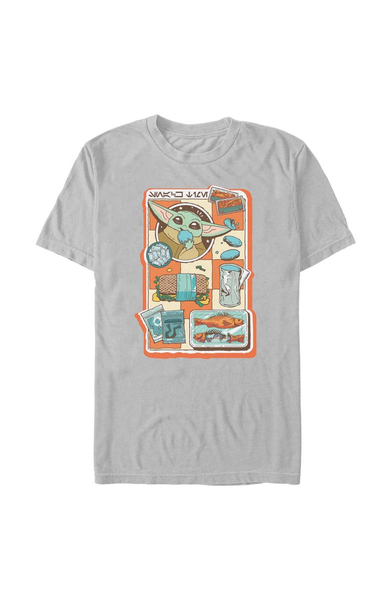 Star Wars: The Mandalorian and Grogu Men's Star Wars The Mandalorian and Grogu Snack Time Comic Foods Graphic T-Shirt, Main, color, Ice Grey