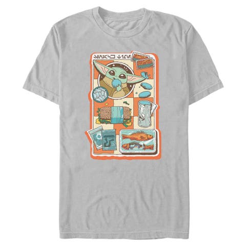Men's Star Wars The Mandalorian and Grogu Snack Time Comic Foods  Graphic T-Shirt