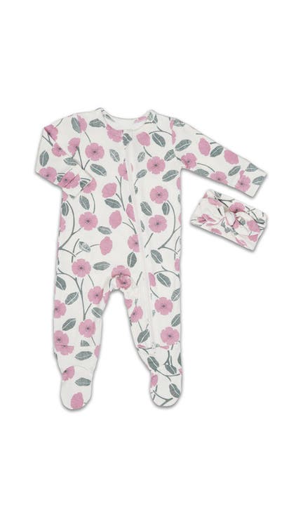 Jersey Long Sleeve Footie & Head Wrap Set