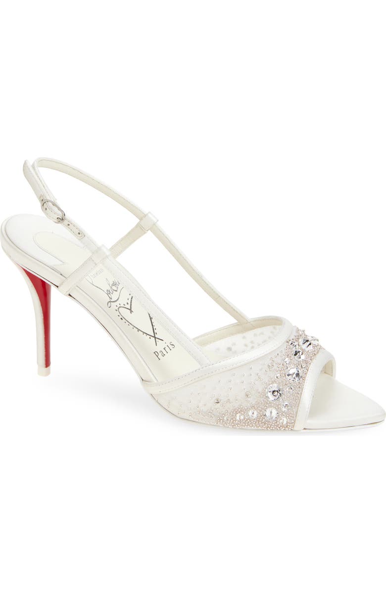 Christian Louboutin Miss Z Crystal Embellished Slingback Sandal, Main, color, Version Ivory