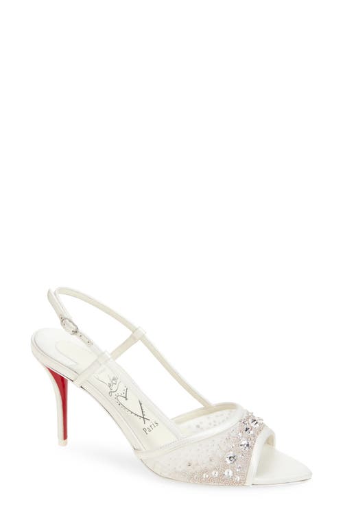 Christian Louboutin Miss Z Crystal Embellished Slingback Sandal In Version Ivory