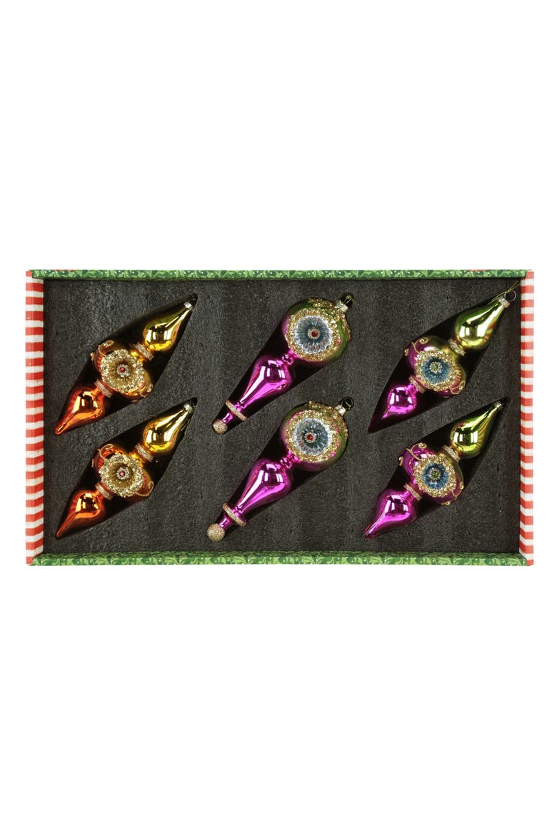 Double Finial Drop Ornament, Box of 6, Alternate, color, Fuschia