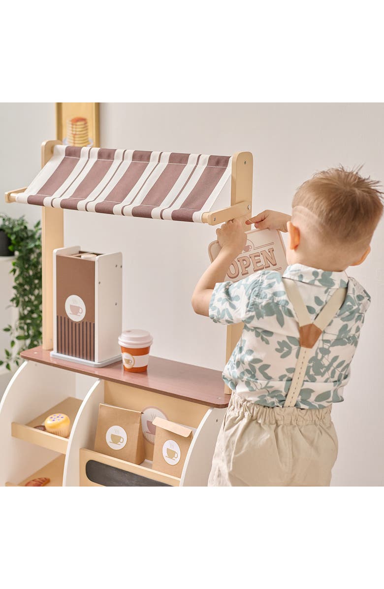 Teamson Kids Espresso Treats Wooden Coffee Stand Playset, Alternate, color, Brown