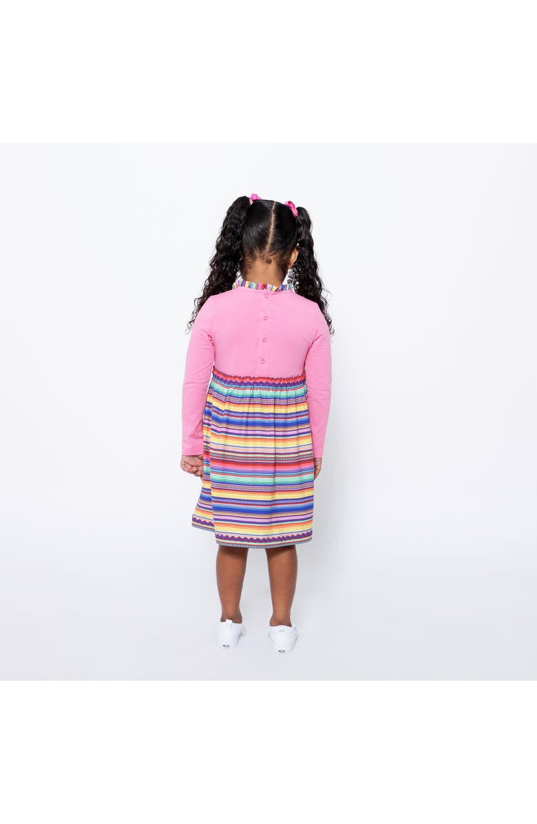 Mixed Up Clothing Girls Long Sleeve Ruffle Trim Dress, Alternate, color, Pink Multicolor Stripe