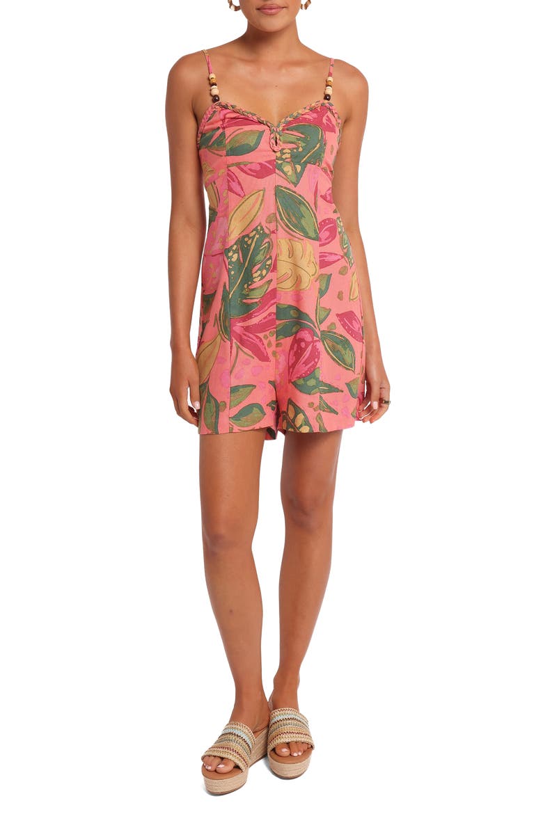 Analu Tropical Print Romper, Main, color, PINK RIO