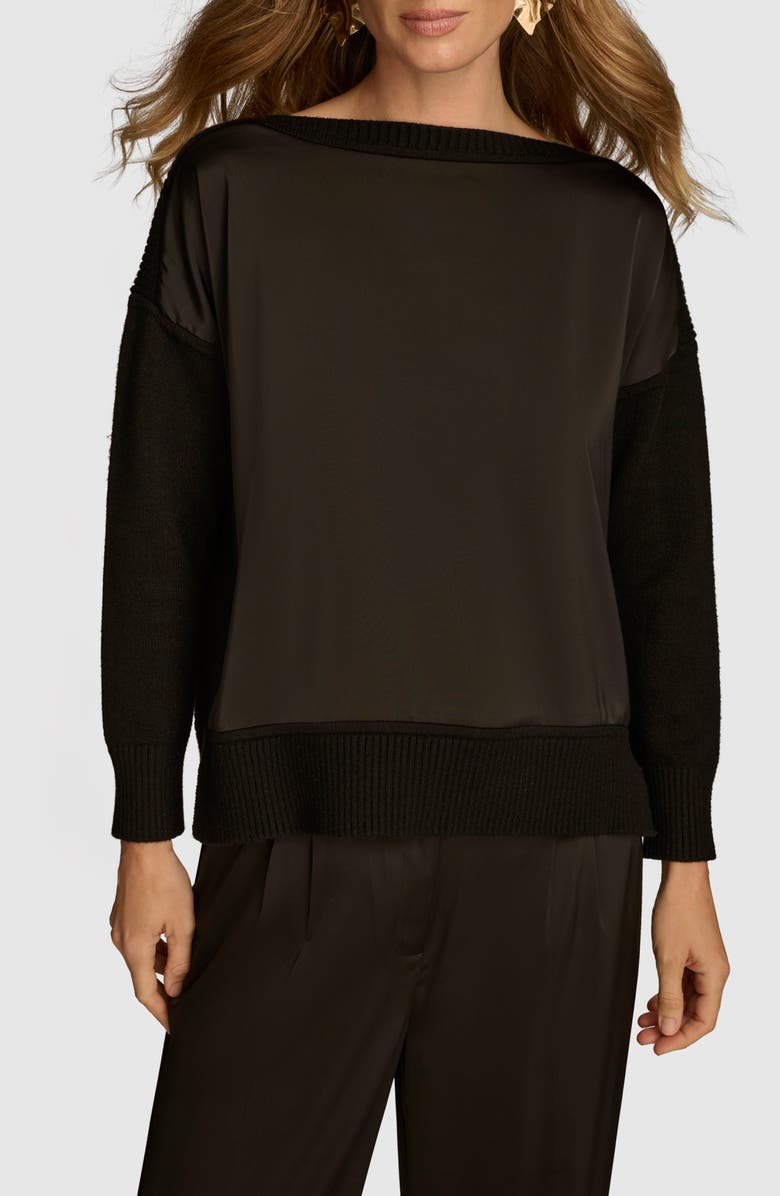 Donna Karan New York Mix Media Boat Neck Sweater, Main, color, 