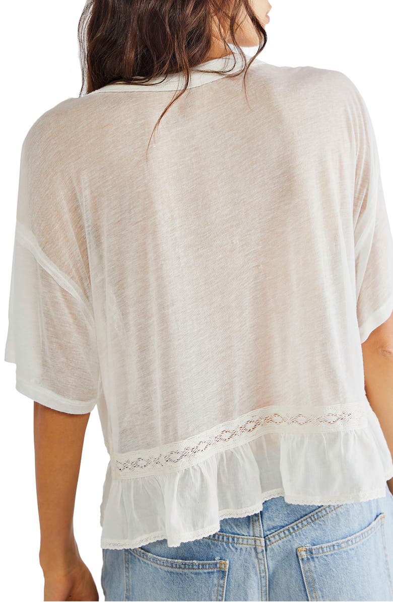 Free People Fall in Love Lace Inset T-Shirt, Alternate, color, 