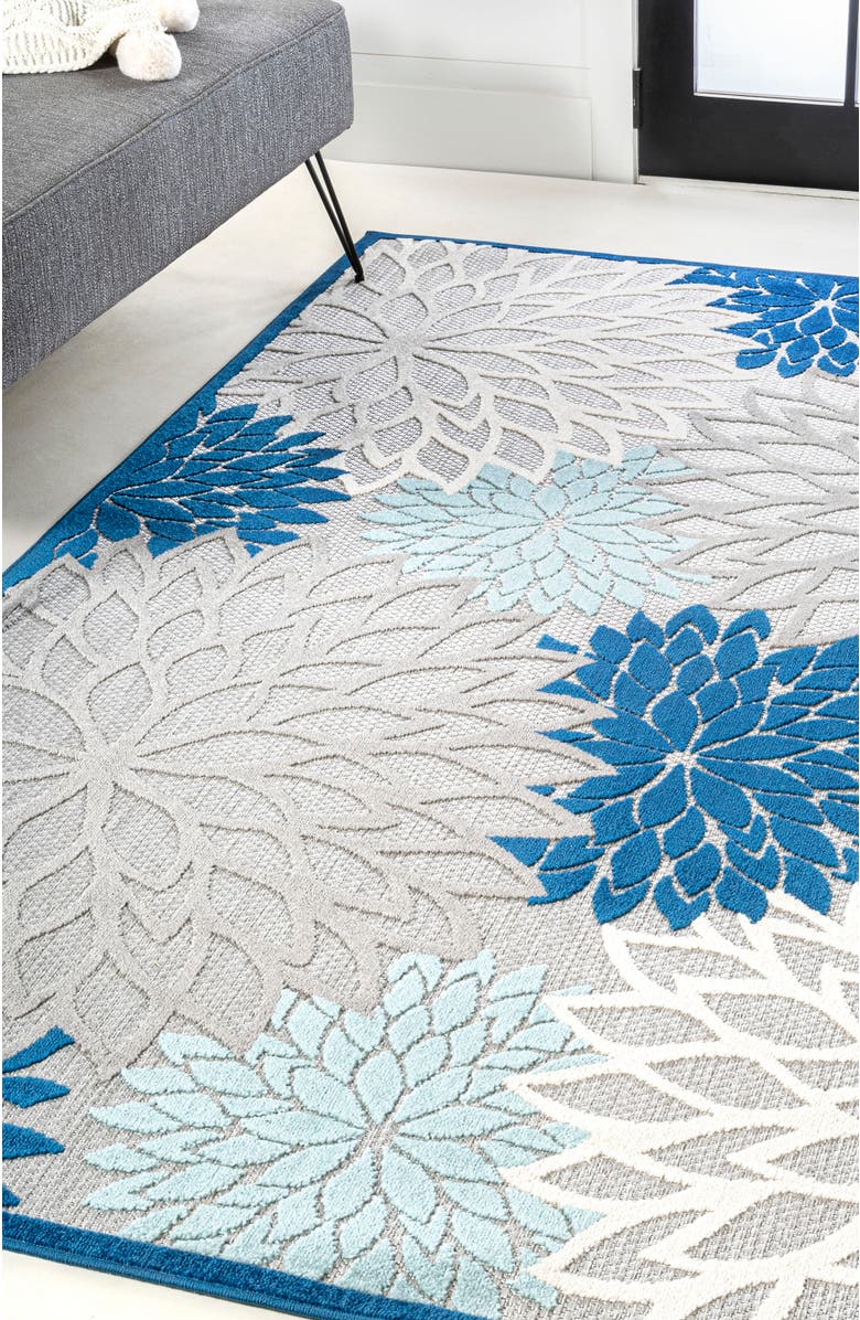 JONATHAN Y Minori Floral High-Low Indoor/Outdoor Area Rug, Alternate, color, Blue/Gray