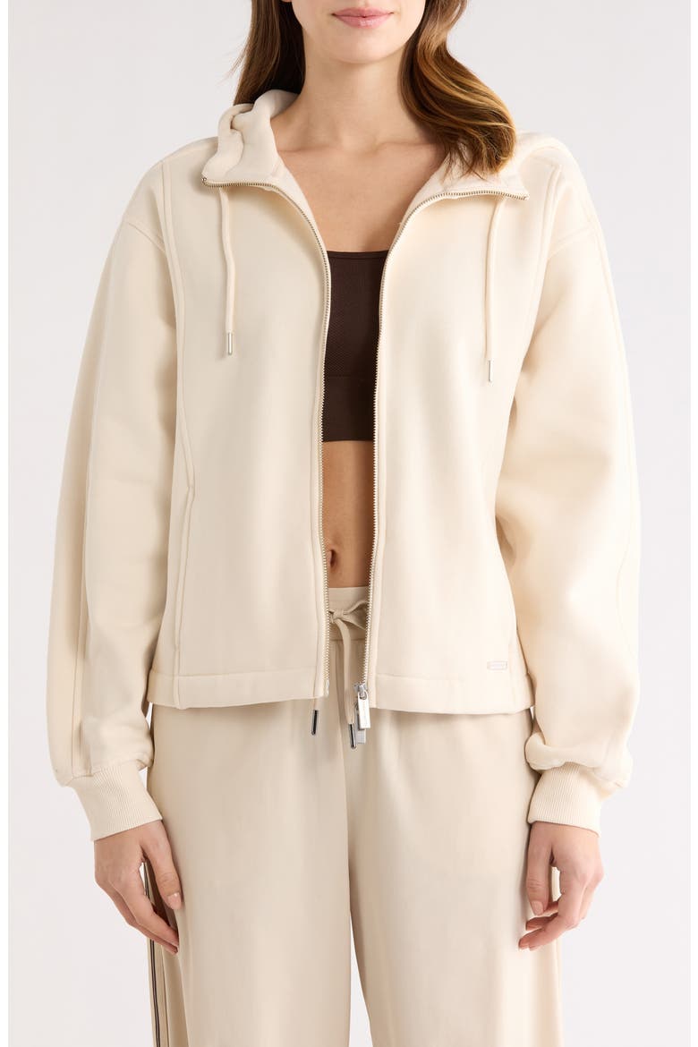 Premium Brushed Organic Cotton Blend Zip Hoodie, Main, color, CREME BEIGE