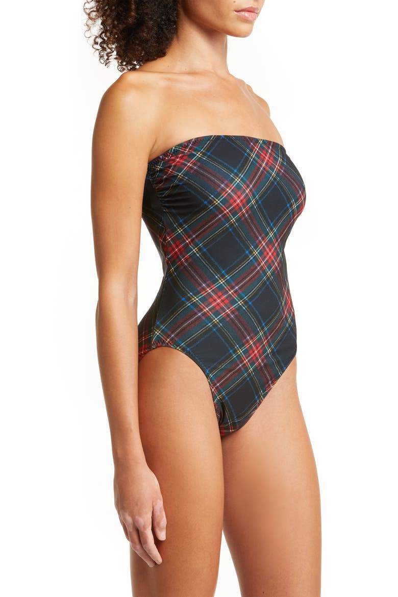 Bishop Tartan One-Piece Swimsuit, Alternate, color, BLACK TARTAN