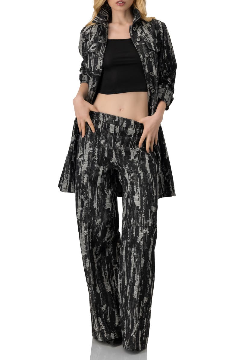 IVONNE Abstract Print Wide-Leg Jeans, Alternate, color, Black