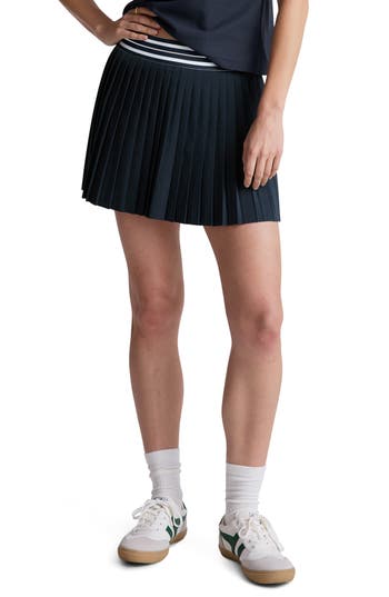 Beyond Yoga If You Pleats Tipped Elastic Mini Skirt In Blue