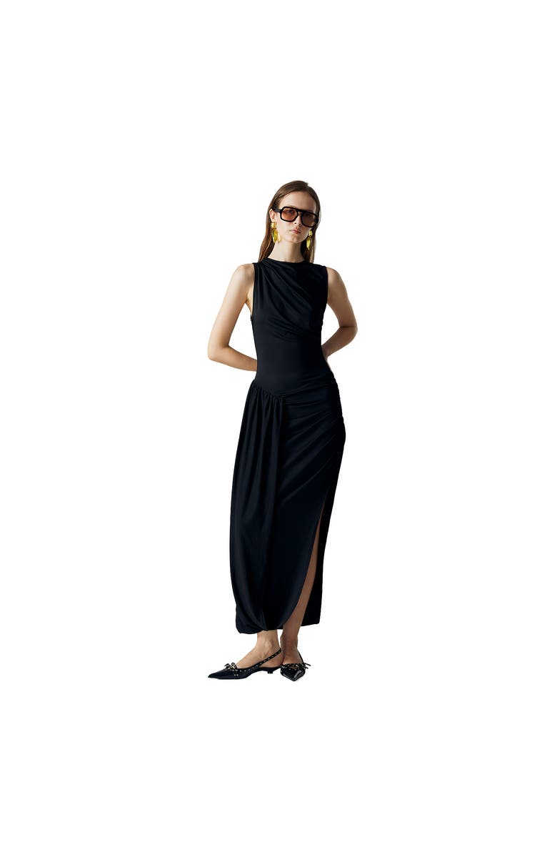 ATS Evel Draped Dress, Main, color, Black