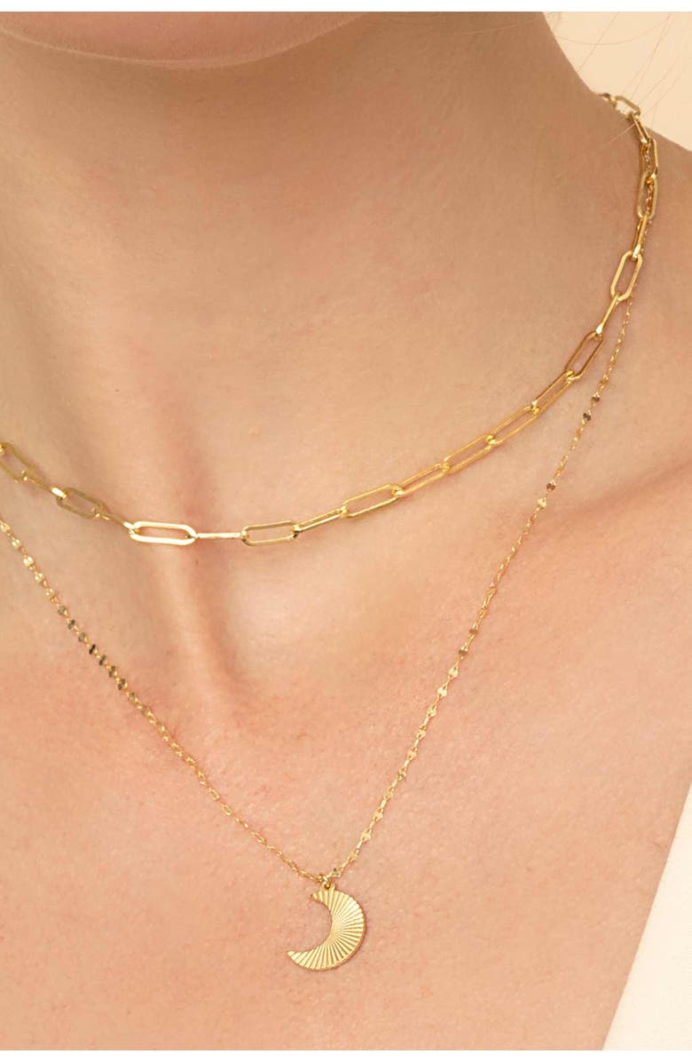 Oradina 14K Yellow Gold Moonburst Charm Pendant, Alternate, color, Yellow Gold