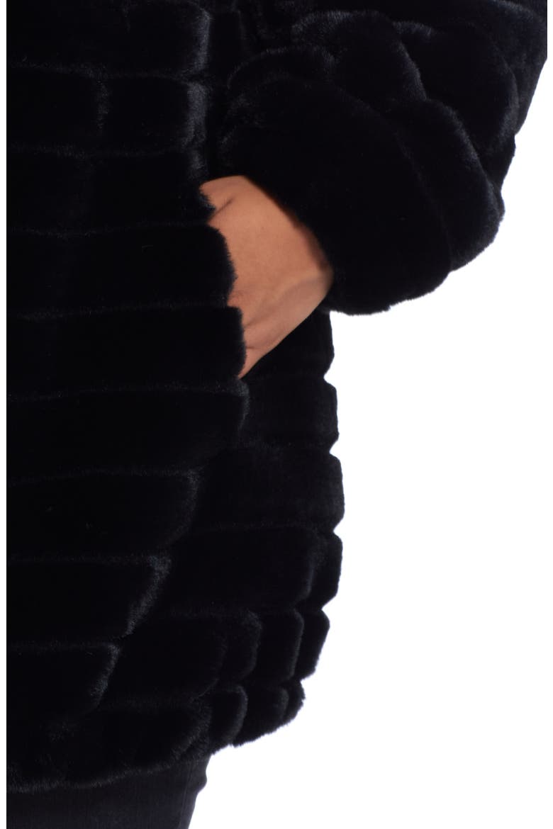 Hooded Faux Fur Jacket, Alternate, color, BLACK