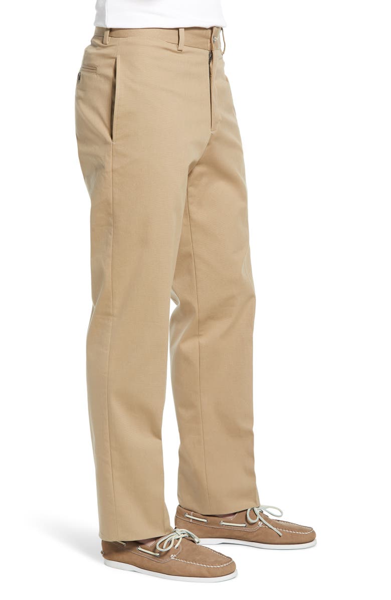 Berle Charleston Khakis Flat Front Stretch Canvas Pants, Alternate, color, Khaki