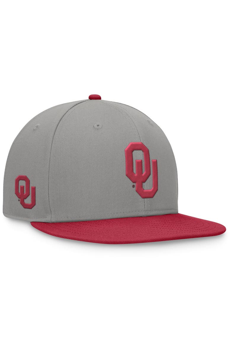 TOP OF THE WORLD Men's Top of the World Gray/Crimson Oklahoma Sooners Rally Two-Tone Fitted Hat, Alternate, color, Gray
