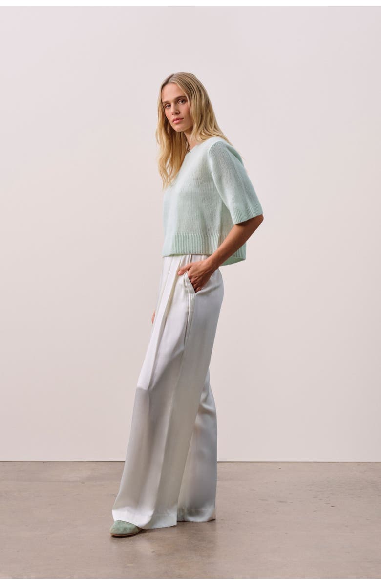 NAKED CASHMERE Off Gauge Short Sleeve Crew, Alternate, color, Jadite