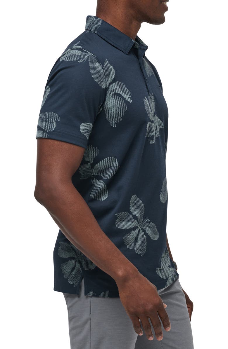 TravisMathew Tropical Tour Floral Cotton Blend Polo, Alternate, color, Total Eclipse