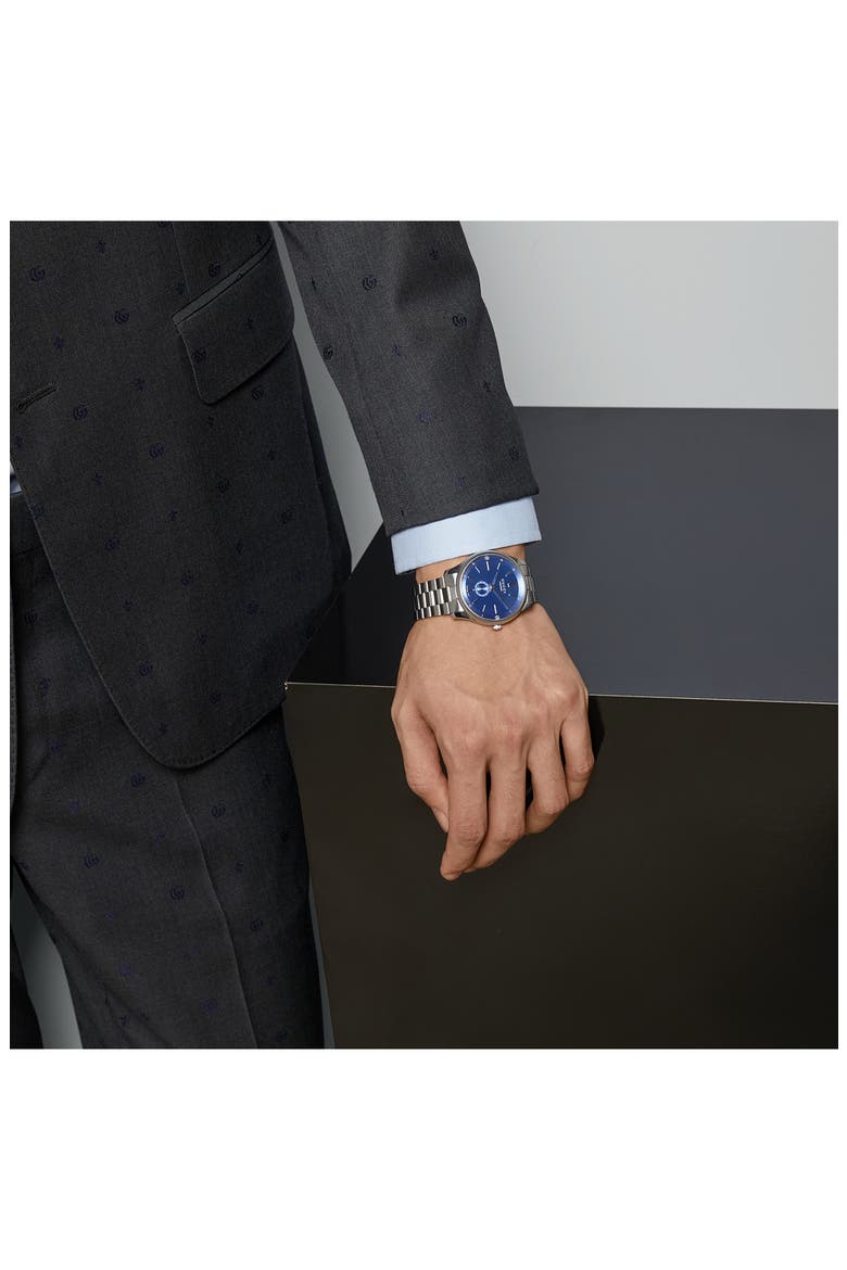 G-Timeless Automatic Bracelet Watch, 40mm, Alternate, color, SILVER/BLUE