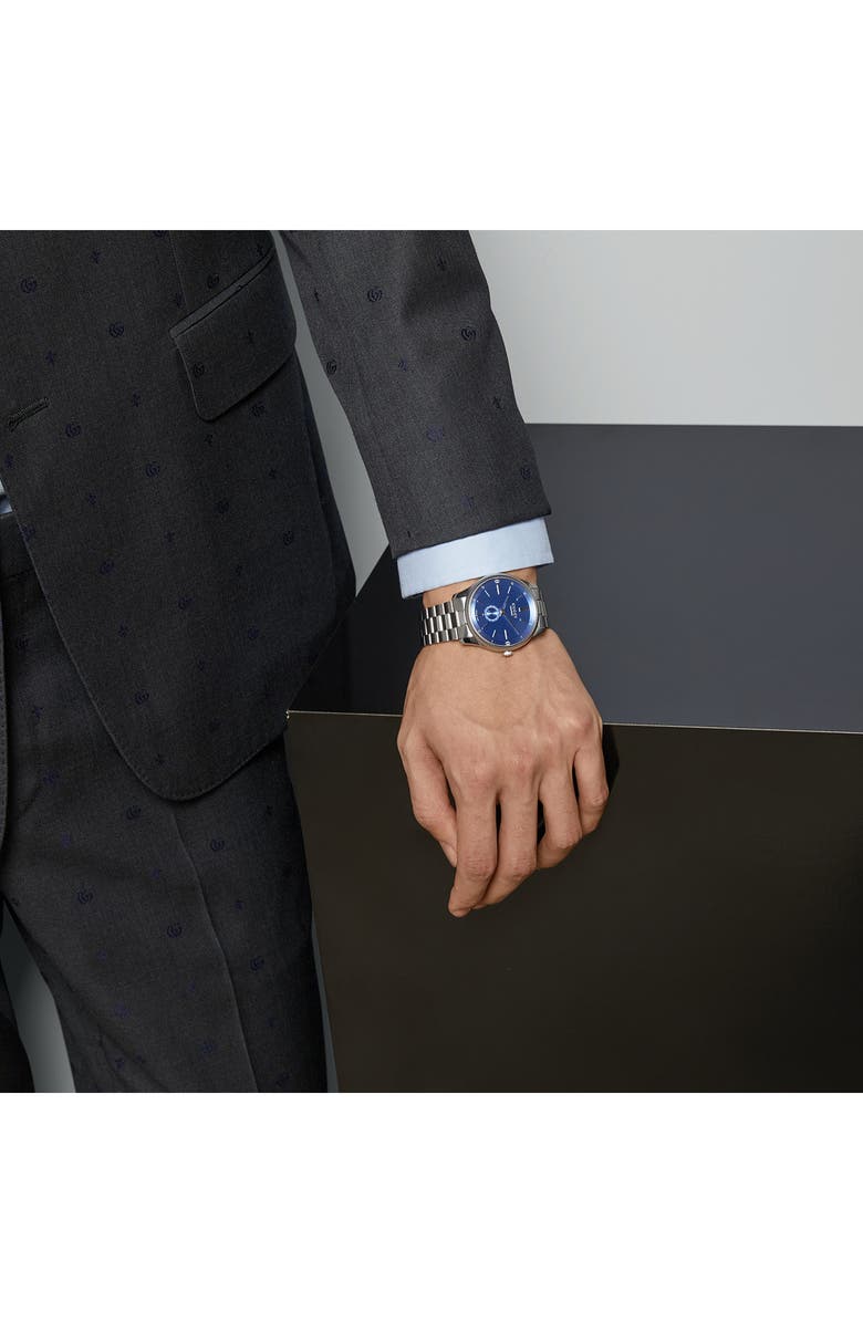 Gucci G-Timeless Automatic Bracelet Watch, 40mm, Alternate, color, Silver/Blue