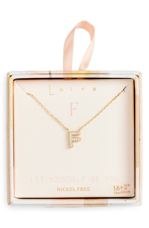 Leith Cubic Zirconia Initial Pendant Necklace In F- Clear- Gold