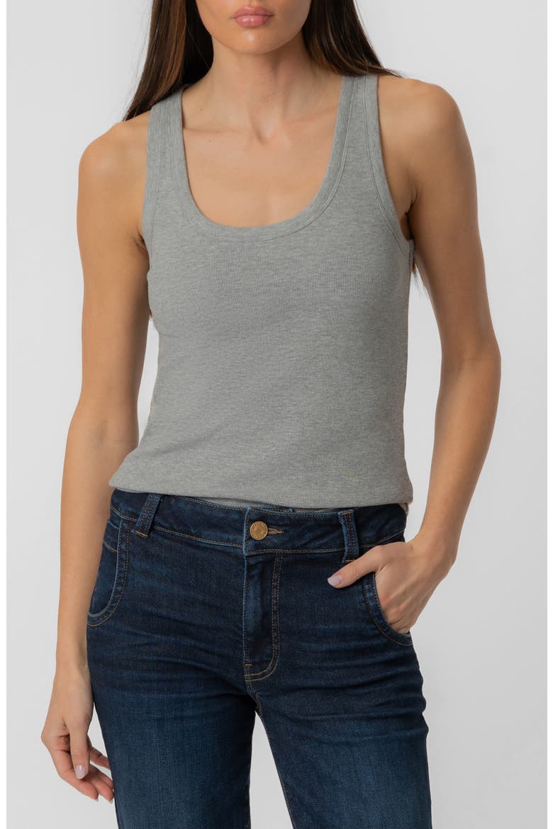 Anastasia Stretch Cotton Blend Rib Tank, Main, color, HEATHER GREY