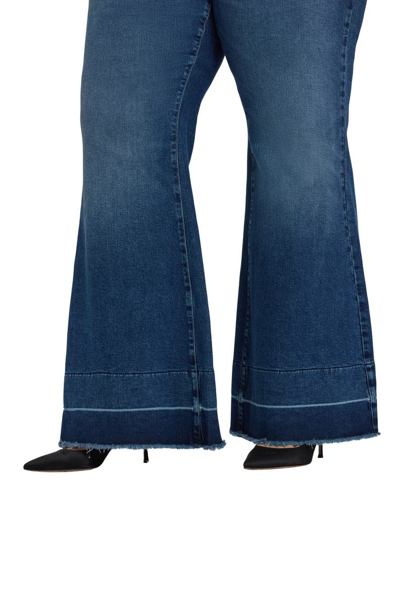 Mia Release Hem High Waist Palazzo Flare Jeans, Alternate, color, DARK LOIRE