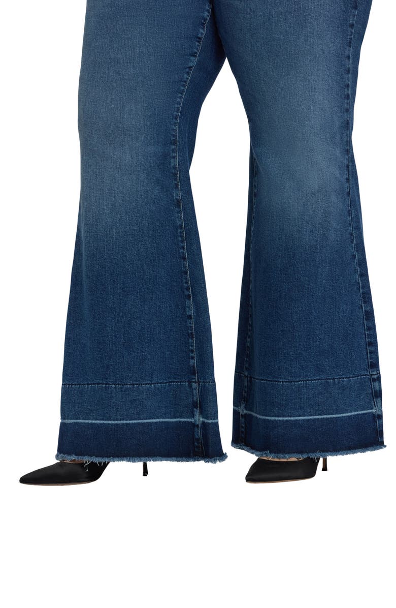 NYDJ Mia Release Hem High Waist Palazzo Flare Jeans, Alternate, color, Dark Loire