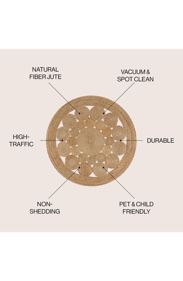 JONATHAN Y Cassia Round Natural Jute Boho Circle Natural Round Area Rug, Alternate, color, Natural