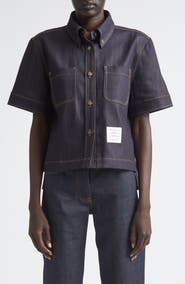 Thom Browne Short Sleeve Denim Button-Down Shirt