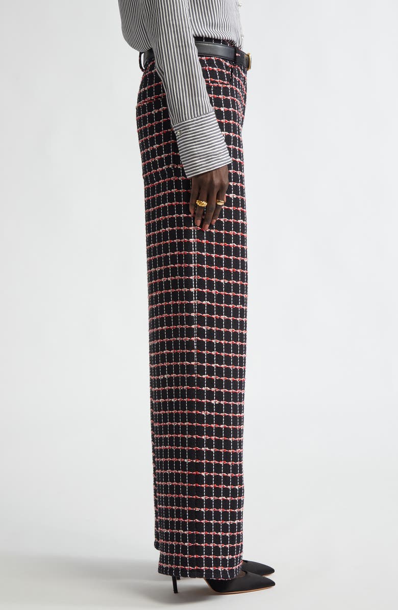 St. John Collection Windowpane Check Tweed Wide Leg Pants, Alternate, color,