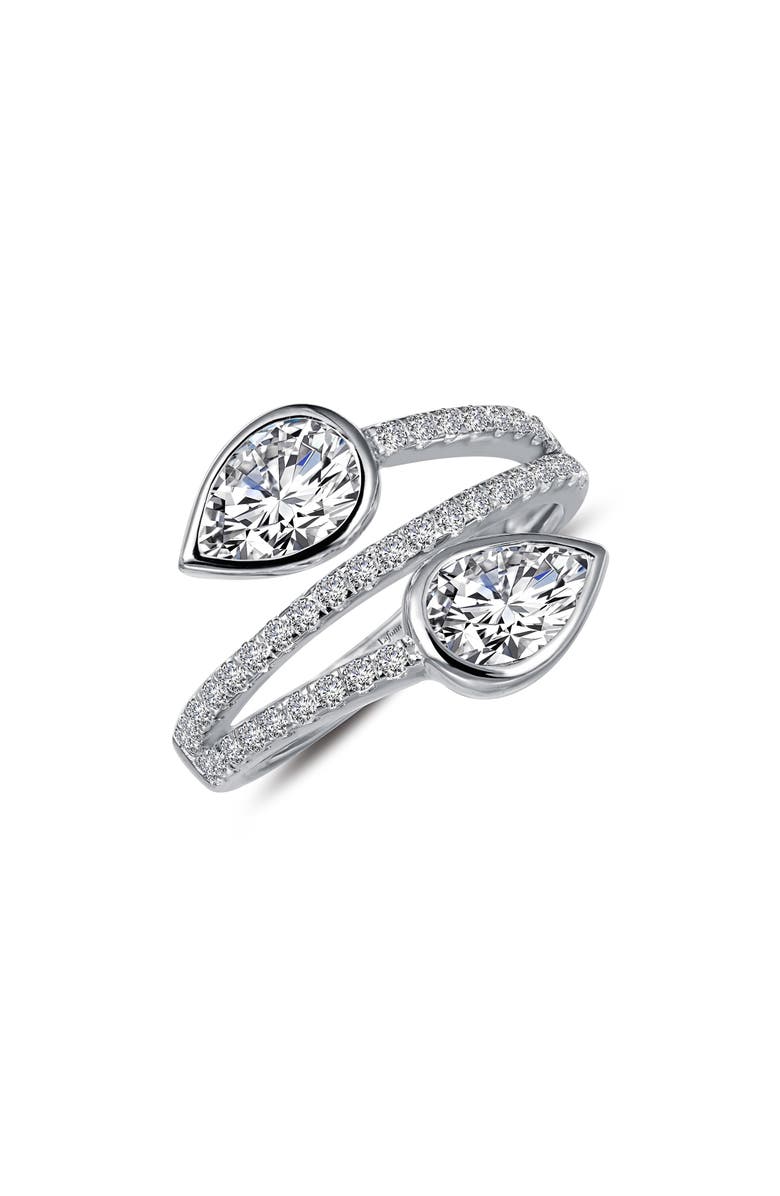 Lafonn Pear-Cut Simulated Diamond Triple Band Bypass Ring, Main, color, White