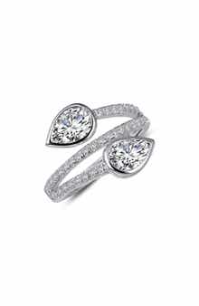 Lafonn Pear-Cut Simulated Diamond Triple Band Bypass Ring
