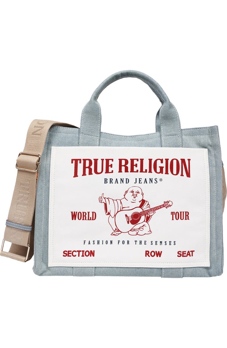 True Religion Ace Mega Buddha Tote, Main, color, Denim