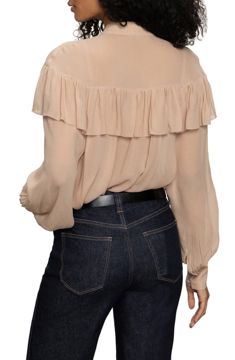 Sanctuary Fade Into You Ruffle Georgette Top, Alternate, color, Fawn