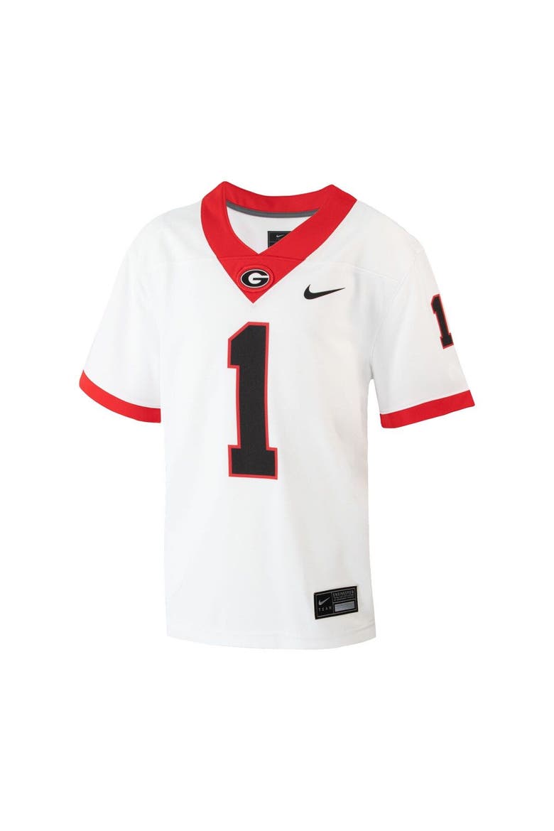 Youth Nike #1 White Georgia Bulldogs 1st Armored Division Old Ironsides Untouchable Football Jersey, Alternate, color, White